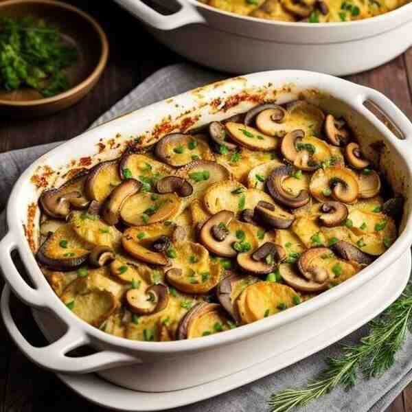 Запеканка картофельная с курицей и грибами